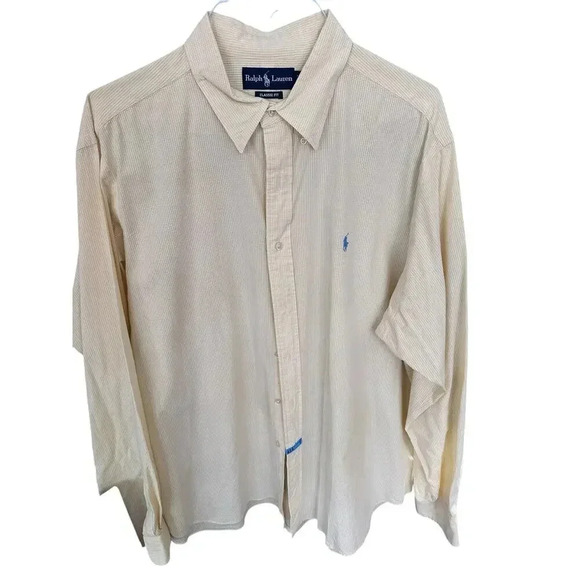 Ralph Lauren Yellow checkered Long Sleeve Button Down Classic Fit Shirt Size XXL - Picture 1 of 4